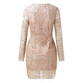 Long Sleeve Sequined Mini Women Wedding Evening Dress